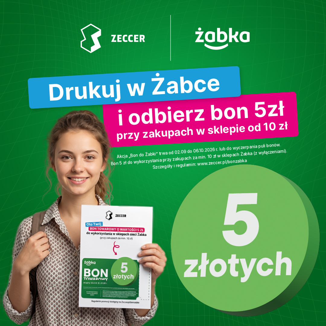Promocja: drukuj w Żabce i odbierz bon 5 zł przy zakupach w sklepie od 10 zł